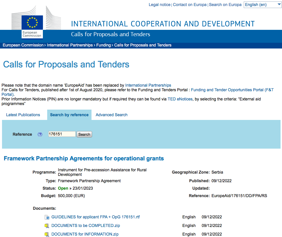 EU OPPORTUNITY SERBIA: Framework Partnership Agreements for Operational Grants